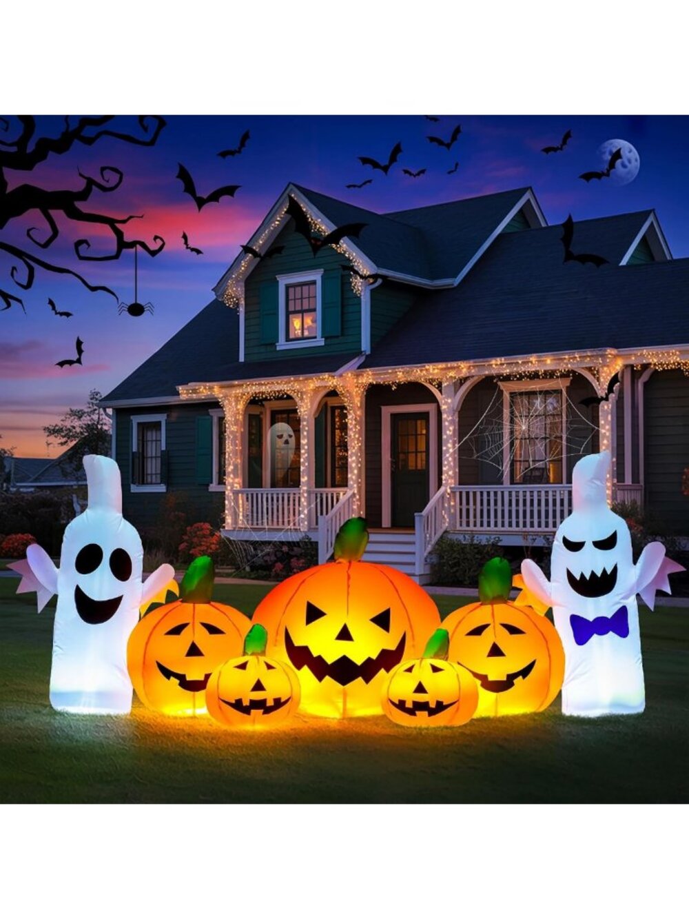 7.5FT Inflatable Halloween Pumpkin Decor with LED Lights for Outdoor Party